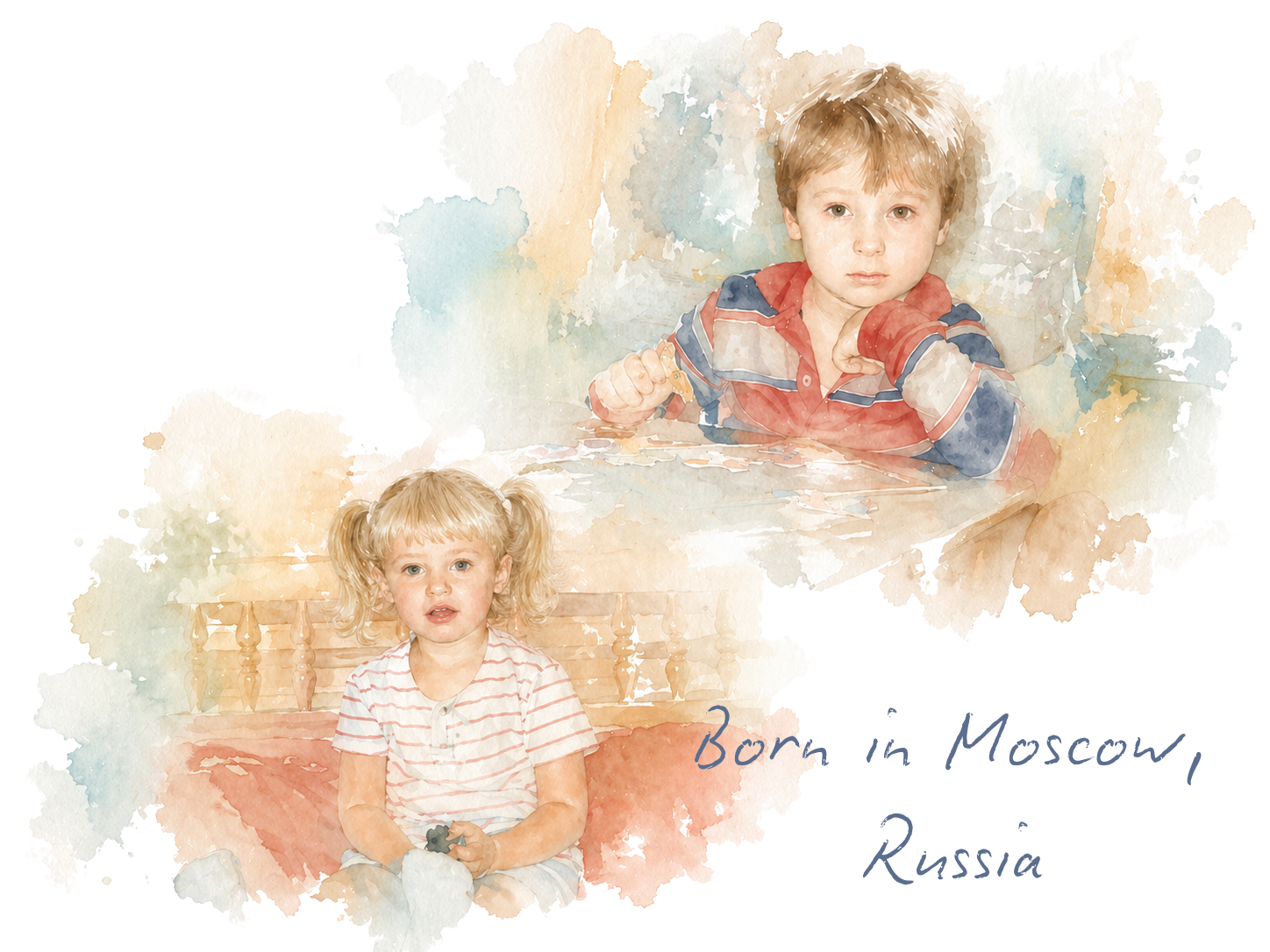 Polina and Eric as babies in Moscow