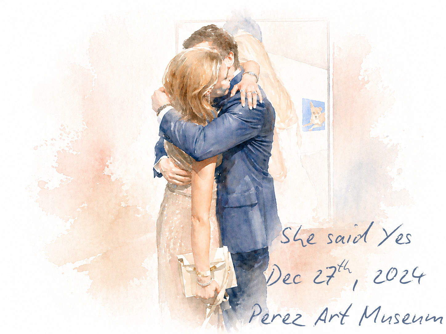 Eric proposing to Polina at the Pérez Art Museum Miami